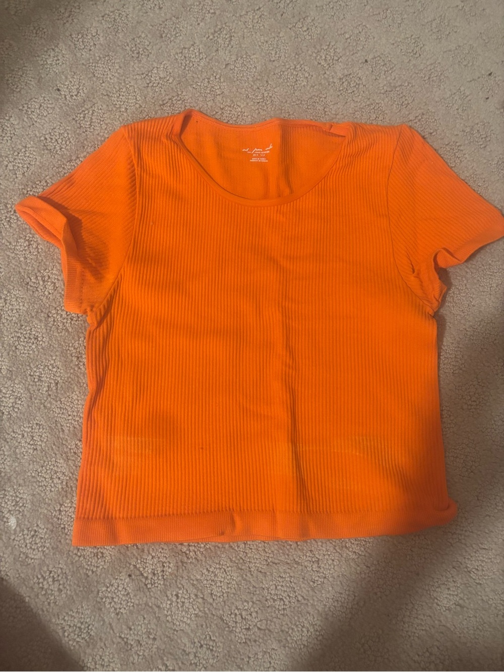 Urban Outfitters Orange Ribbed Short Sleeve Tee